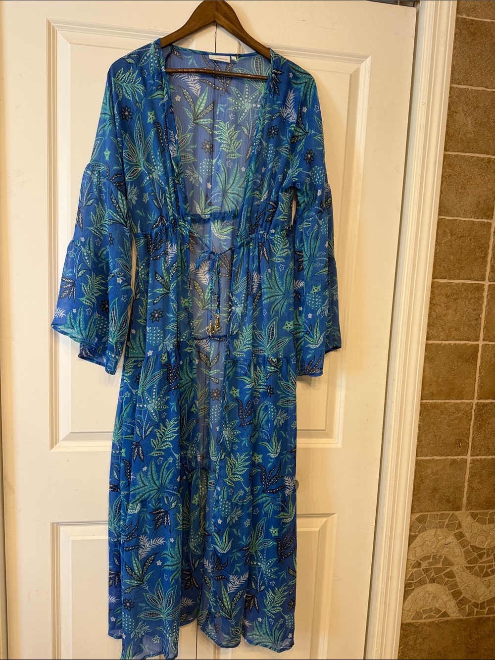Blue Floral Sheer Maxi Cover Up